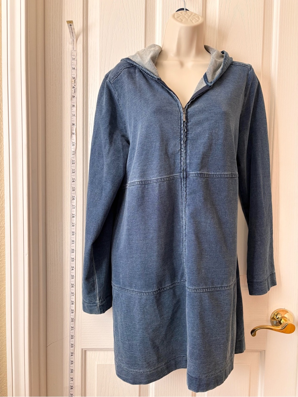 Washed Blue Hooded Denim-Style Jean Jacket